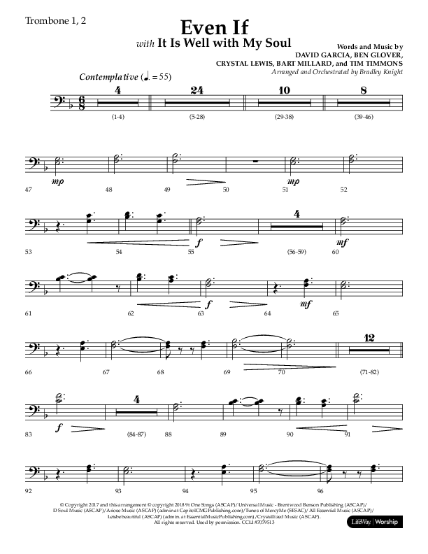Even If (Choral Anthem SATB) Trombone 1/2 (Lifeway Choral / Arr. Bradley Knight)
