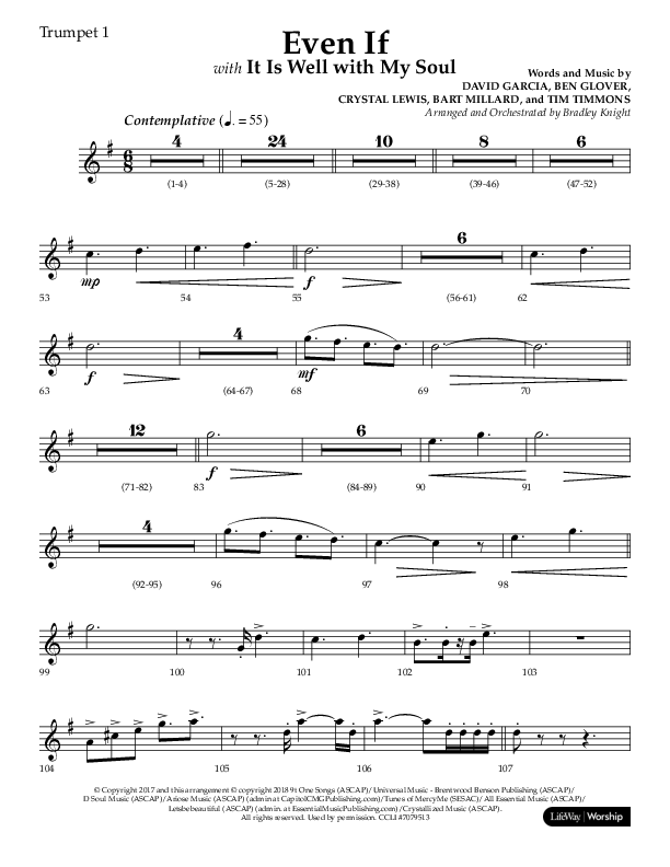 Even If (Choral Anthem SATB) Trumpet 1 (Lifeway Choral / Arr. Bradley Knight)