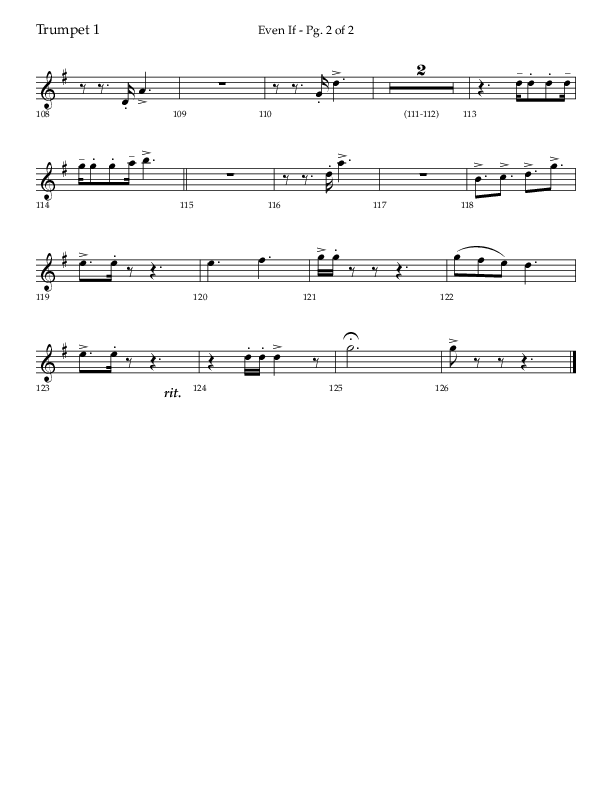 Even If (Choral Anthem SATB) Trumpet 1 (Lifeway Choral / Arr. Bradley Knight)