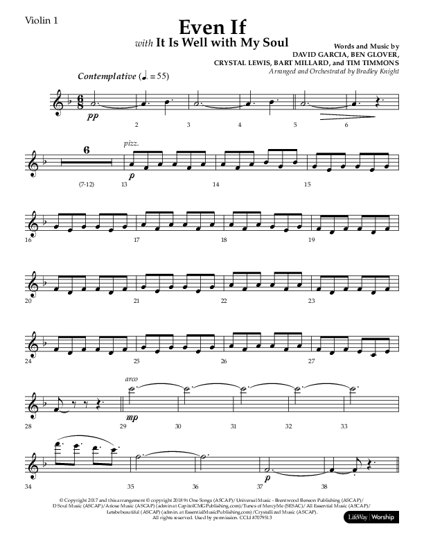 Even If (Choral Anthem SATB) Violin 1 (Lifeway Choral / Arr. Bradley Knight)