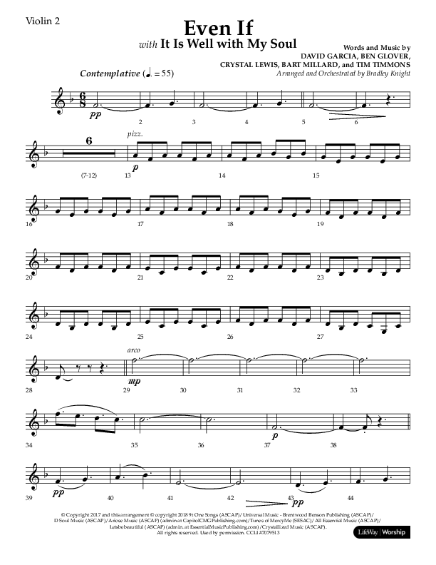 Even If (Choral Anthem SATB) Violin 2 (Lifeway Choral / Arr. Bradley Knight)