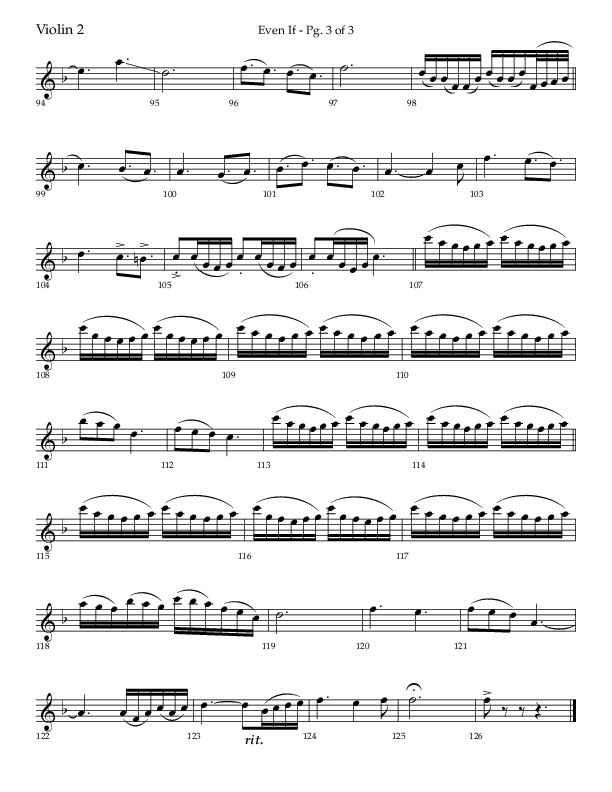 Even If (Choral Anthem SATB) Violin 2 (Lifeway Choral / Arr. Bradley Knight)