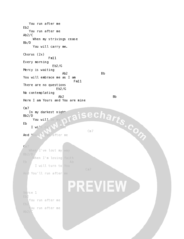 You Run After Me Chord Chart (Third Culture Worship)