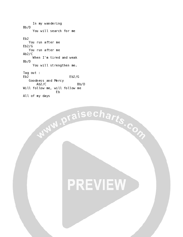You Run After Me Chord Chart (Third Culture Worship)