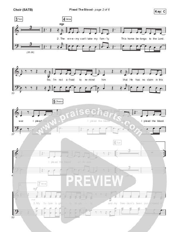 Plead The Blood (Live) Choir Sheet (SATB) (Cody Carnes)