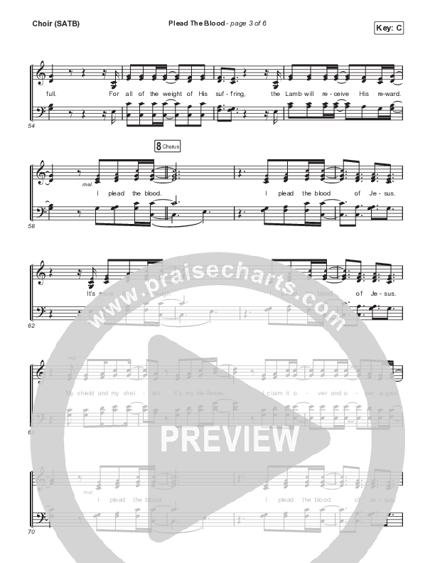 Plead The Blood (Live) Choir Sheet (SATB) (Cody Carnes)