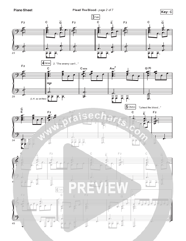 Plead The Blood (Live) Piano Sheet (Cody Carnes)