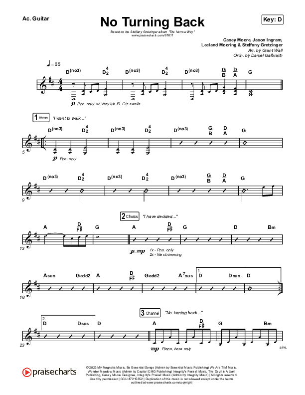 No Turning Back Acoustic Guitar (Steffany Gretzinger / Leeland)