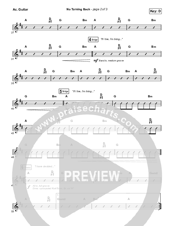 No Turning Back Acoustic Guitar (Steffany Gretzinger / Leeland)