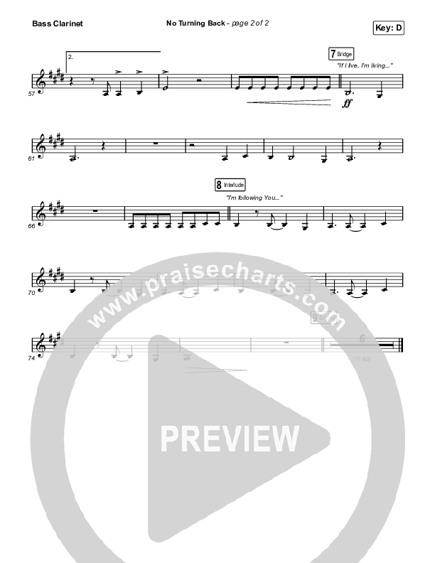 No Turning Back Bass Clarinet (Steffany Gretzinger / Leeland)