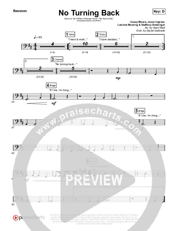 No Turning Back Bassoon (Steffany Gretzinger / Leeland)