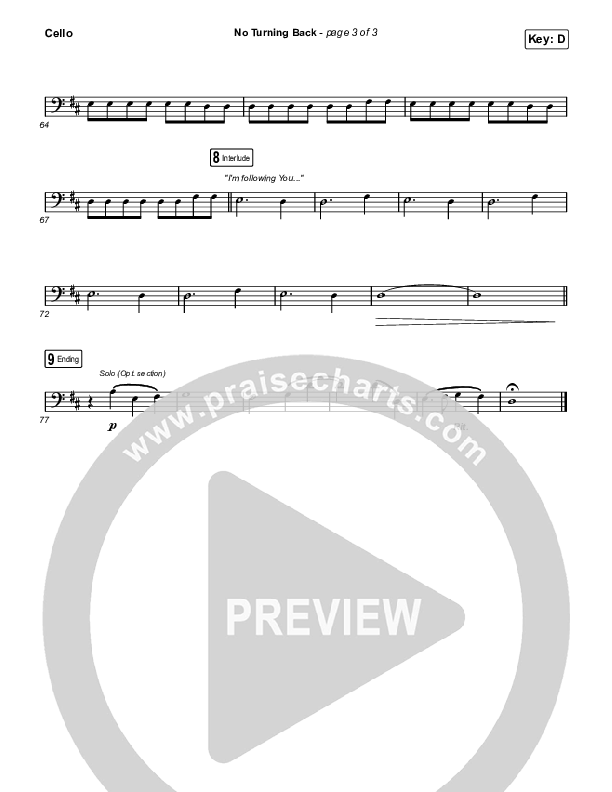 No Turning Back Cello (Steffany Gretzinger / Leeland)