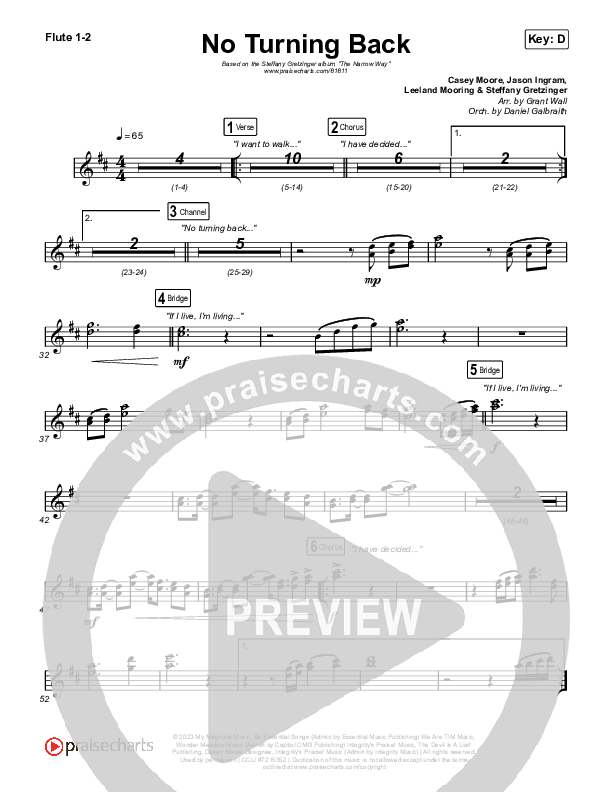 No Turning Back Flute 1,2 (Steffany Gretzinger / Leeland)