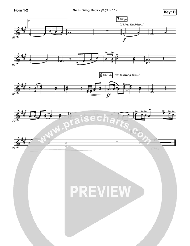 No Turning Back French Horn 1,2 (Steffany Gretzinger / Leeland)