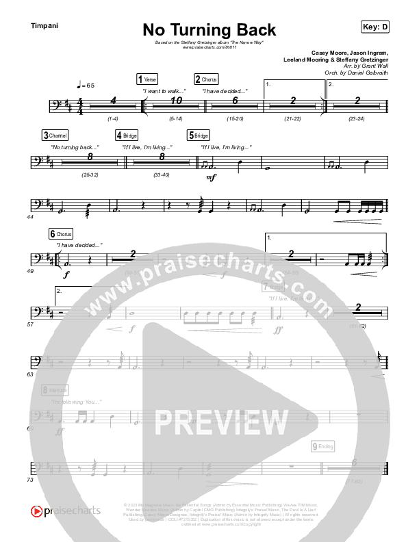 No Turning Back Timpani (Steffany Gretzinger / Leeland)