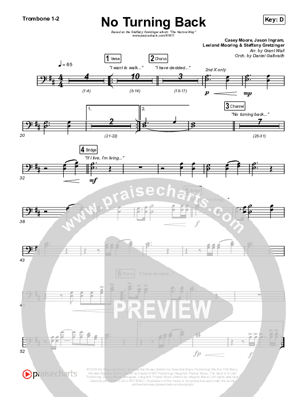 No Turning Back Trombone 1/2 (Steffany Gretzinger / Leeland)