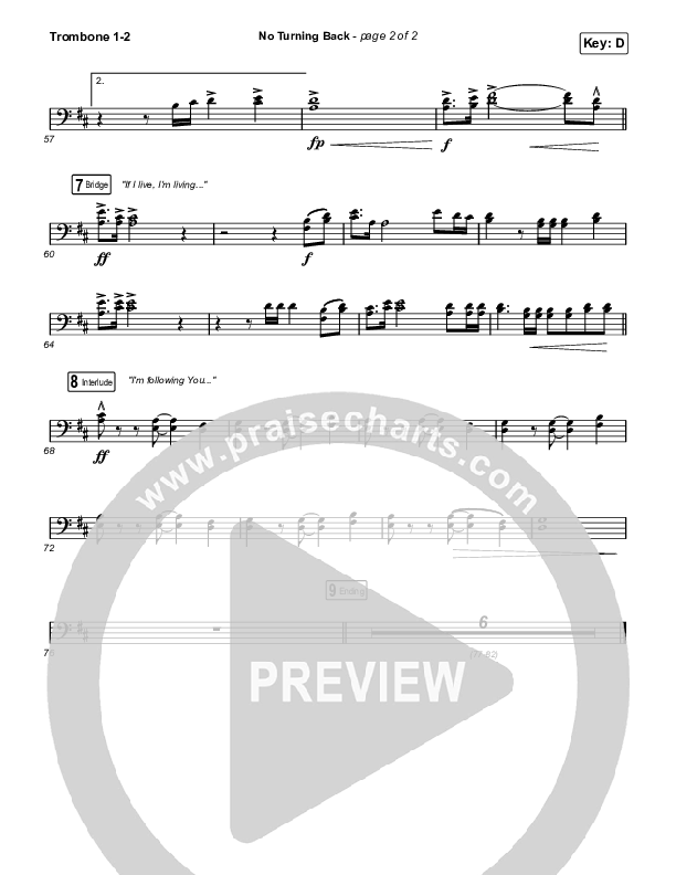 No Turning Back Trombone 1,2 (Steffany Gretzinger / Leeland)