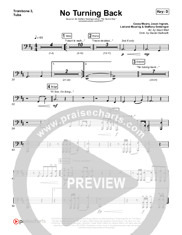 No Turning Back Trombone 1,2 (Steffany Gretzinger / Leeland)