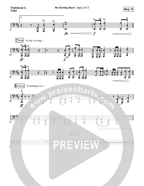 No Turning Back Trombone 3/Tuba (Steffany Gretzinger / Leeland)