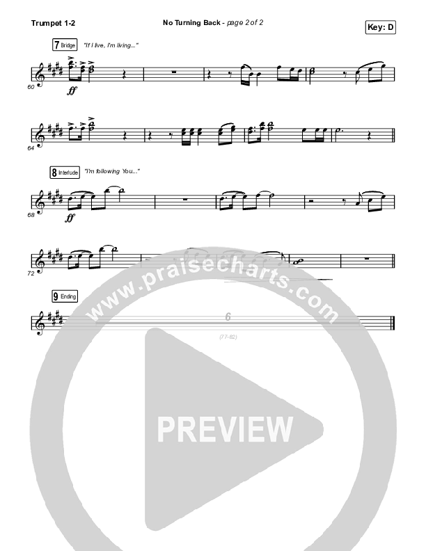 No Turning Back Trumpet 1,2 (Steffany Gretzinger / Leeland)