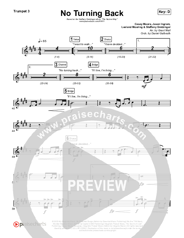 No Turning Back Trumpet 3 (Steffany Gretzinger / Leeland)