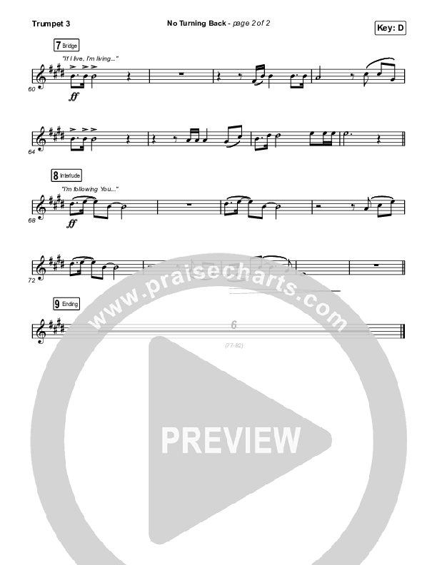 No Turning Back Trumpet 3 (Steffany Gretzinger / Leeland)