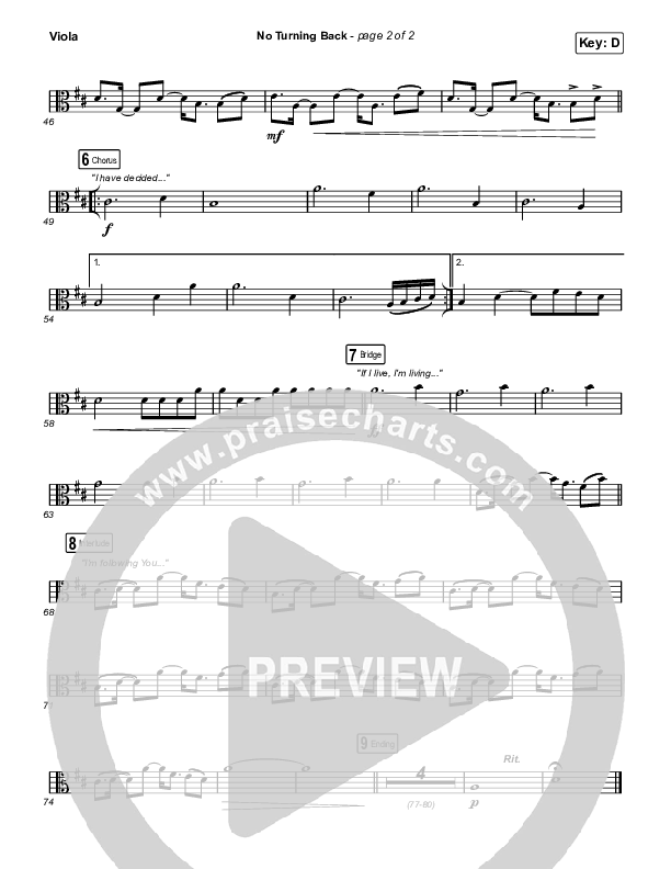 No Turning Back Viola (Steffany Gretzinger / Leeland)