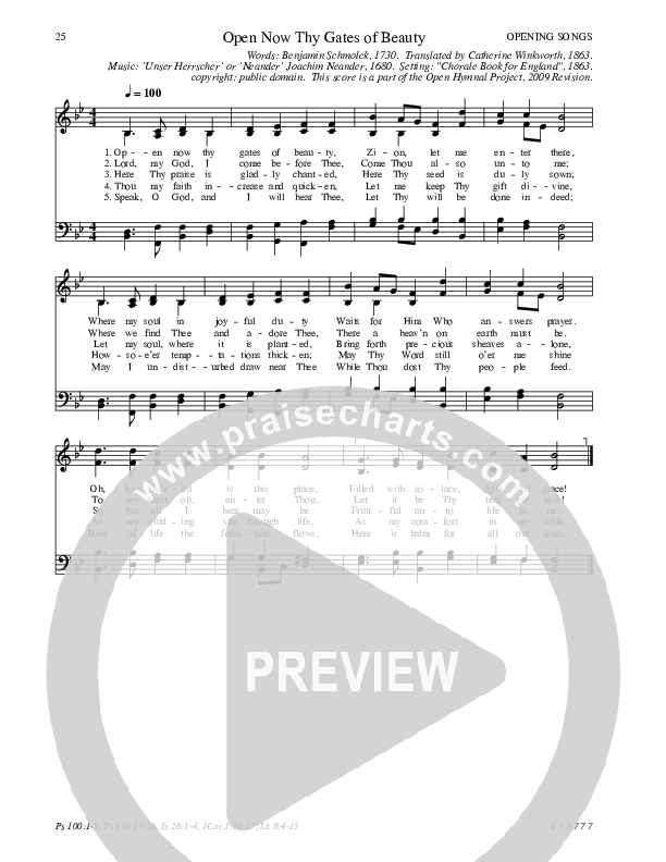 Open Now Thy Gates of Beauty Hymn Sheet (SATB) (Traditional Hymn)