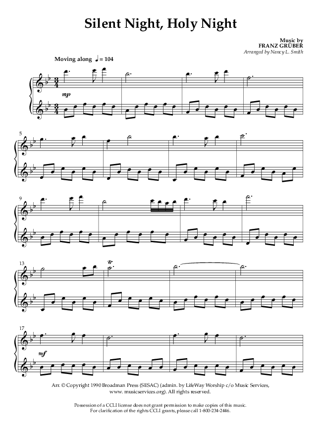 Silent Night Holy Night (Instrumental) Sheet Music PDF (Lifeway Worship