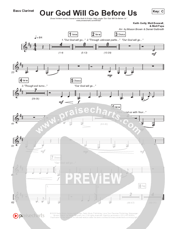 Our God Will Go Before Us (Choral Anthem SATB) Bass Clarinet (Keith & Kristyn Getty / Matt Boswell / Matt Papa / Arr. Mason Brown)