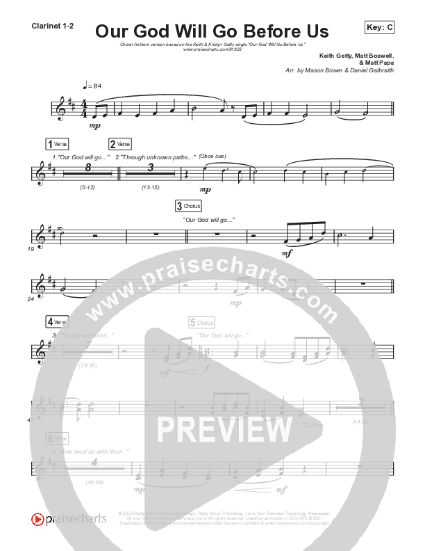 Our God Will Go Before Us (Choral Anthem SATB) Clarinet 1/2 (Keith & Kristyn Getty / Matt Boswell / Matt Papa / Arr. Mason Brown)
