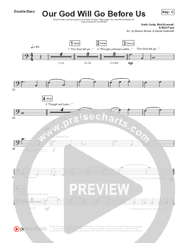 Our God Will Go Before Us (Choral Anthem SATB) String Bass (Keith & Kristyn Getty / Matt Boswell / Matt Papa / Arr. Mason Brown)