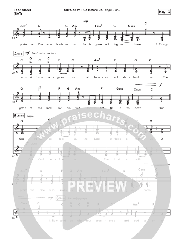 Our God Will Go Before Us (Choral Anthem SATB) Lead Sheet (SAT) (Keith & Kristyn Getty / Matt Boswell / Matt Papa / Arr. Mason Brown)