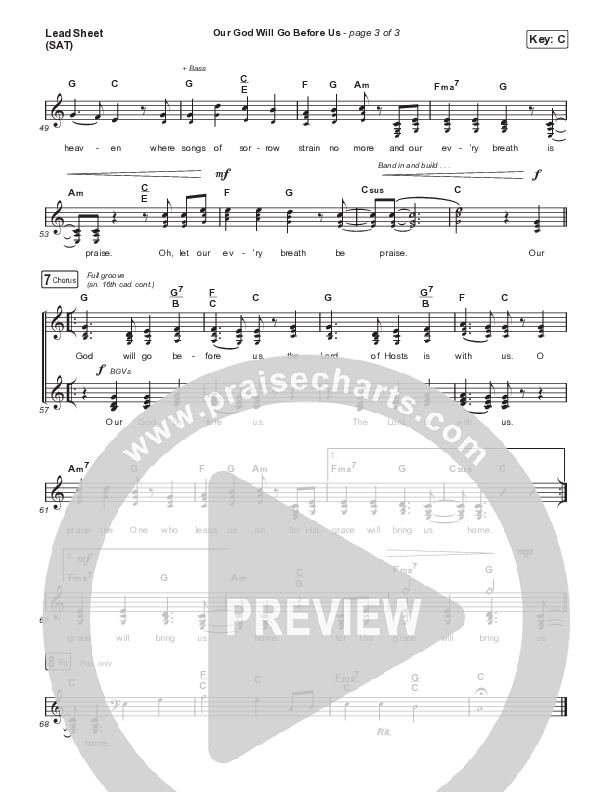 Our God Will Go Before Us (Choral Anthem SATB) Lead Sheet (SAT) (Keith & Kristyn Getty / Matt Boswell / Matt Papa / Arr. Mason Brown)