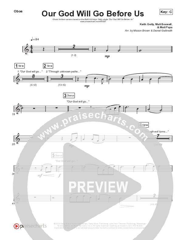 Our God Will Go Before Us (Choral Anthem SATB) Oboe (Keith & Kristyn Getty / Matt Boswell / Matt Papa / Arr. Mason Brown)