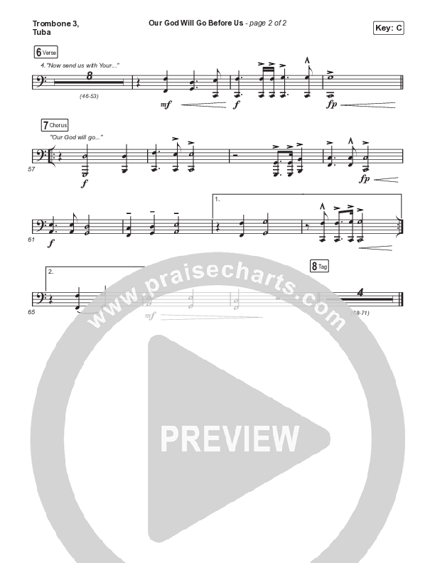 Our God Will Go Before Us (Unison/2-Part) Trombone 3/Tuba (Keith & Kristyn Getty / Matt Boswell / Matt Papa / Arr. Mason Brown)