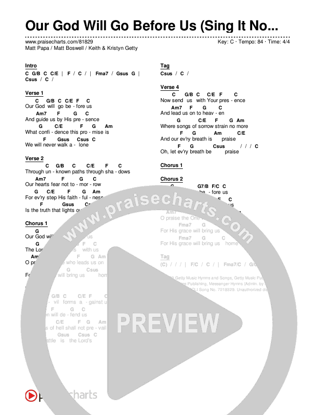Our God Will Go Before Us (Sing It Now) Chords & Lyrics (Keith & Kristyn Getty / Matt Boswell / Matt Papa / Arr. Mason Brown)