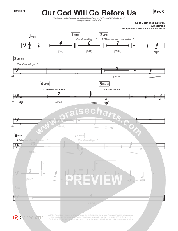 Our God Will Go Before Us (Sing It Now) Timpani (Keith & Kristyn Getty / Matt Boswell / Matt Papa / Arr. Mason Brown)
