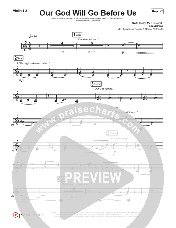 Our God Will Go Before Us (Sing It Now) String Pack (Keith & Kristyn Getty / Matt Boswell / Matt Papa / Arr. Mason Brown)