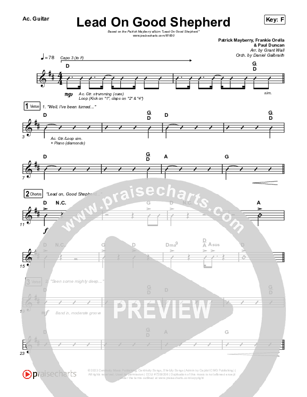 Lead On Good Shepherd Rhythm Chart (Patrick Mayberry / Crowder)