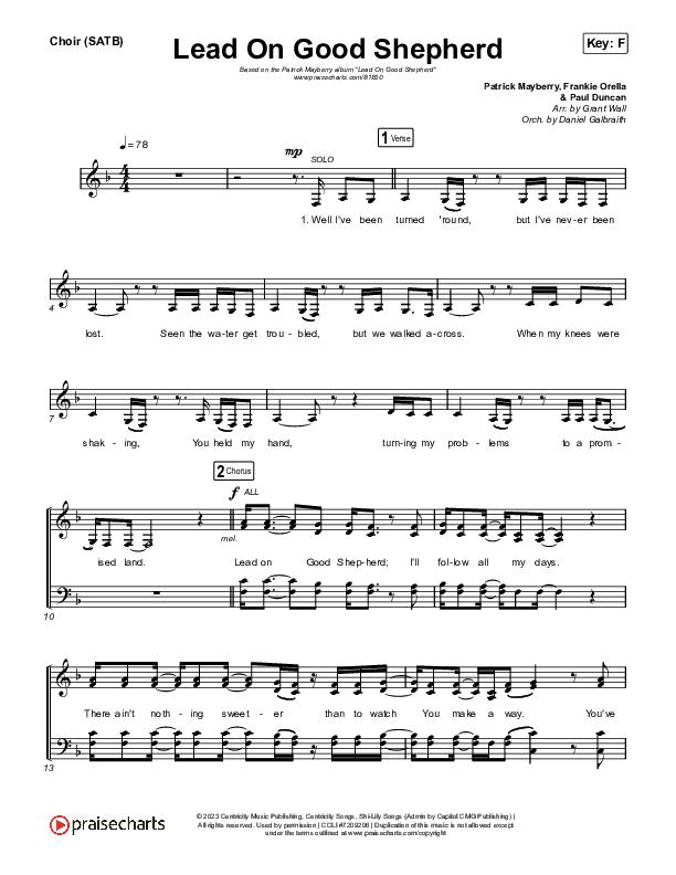 Lead On Good Shepherd Choir Sheet (SATB) (Patrick Mayberry / Crowder)