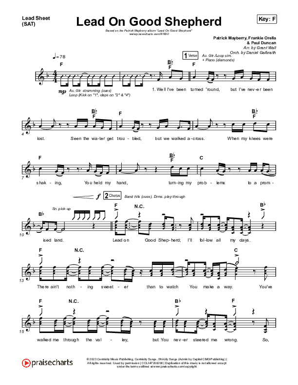 Lead On Good Shepherd Lead Sheet (SAT) (Patrick Mayberry / Crowder)