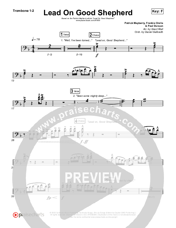 Lead On Good Shepherd Trombone 1/2 (Patrick Mayberry / Crowder)