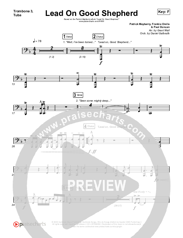 Lead On Good Shepherd Trombone 3/Tuba (Patrick Mayberry / Crowder)