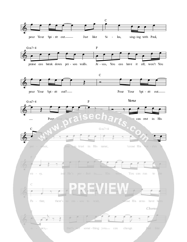 Pour Your Spirit Out Lead Sheet Melody (Thrive Worship / Ben Fuller)