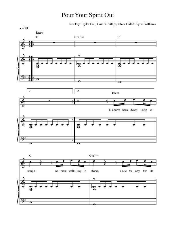 Pour Your Spirit Out Piano/Melody (Thrive Worship / Ben Fuller)