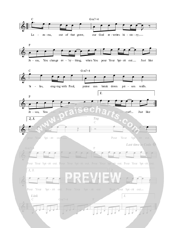Pour Your Spirit Out (Sunday Version) Lead Sheet Melody (Thrive Worship)