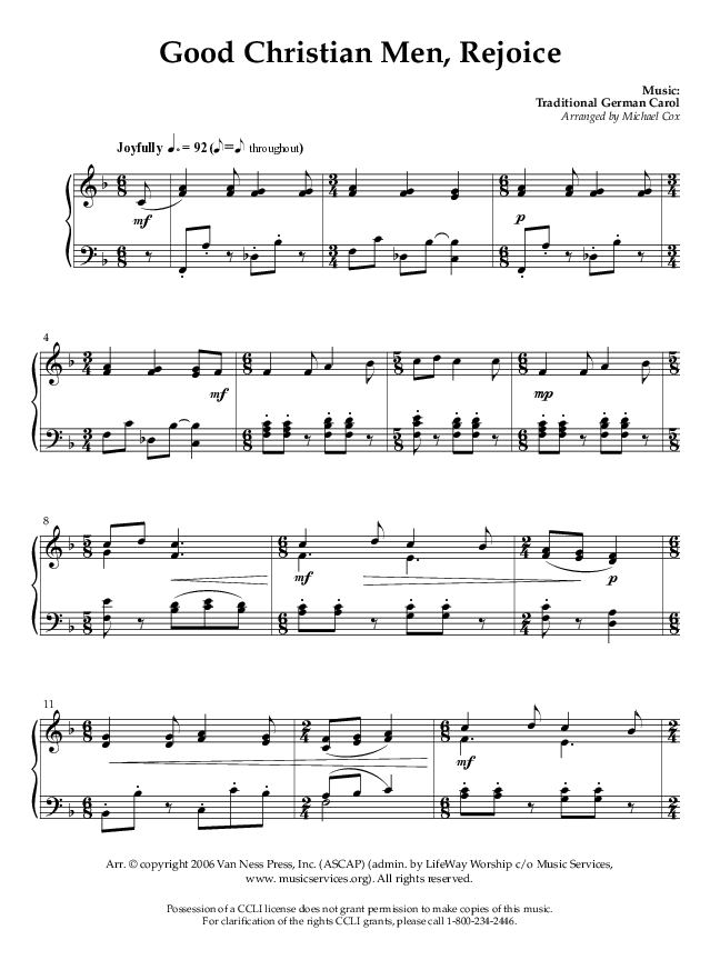 Good Christian Men Rejoice (Instrumental) Piano Solo (Life Worship / Arr. Michael Cox)