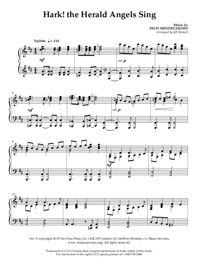 Hark The Herald Angels Sing (Instrumental) Piano Solo (Life Worship / Arr. Jeffery Bennett)