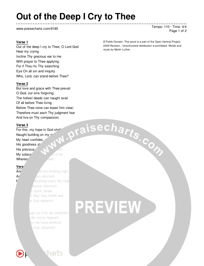 Out Of The Deep I Cry To Thee Lyrics (Traditional Hymn)